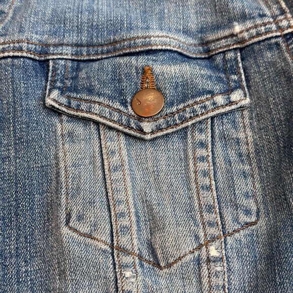 J Brand Denim Jean Jacket Trucker Universe Stretch Fitted Classic LARGE #4030225 - Picture 8 of 14